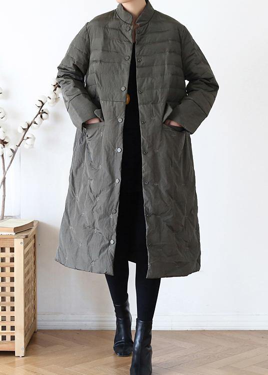 2025green Down Jacket Woman Stand Collar Parka Warm Winter Outwear