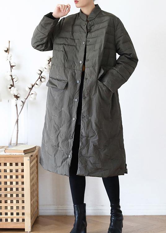 2025green Down Jacket Woman Stand Collar Parka Warm Winter Outwear