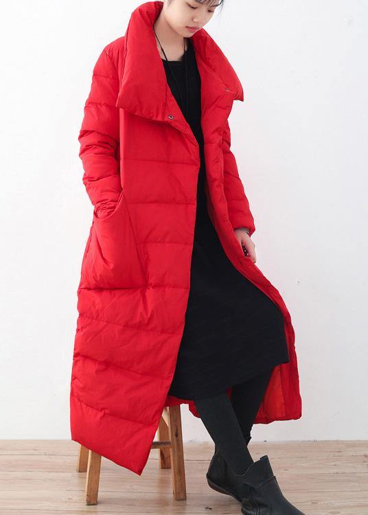 2025trendy Parka V Neck Coats Red Thick Warm Down Coat Winter