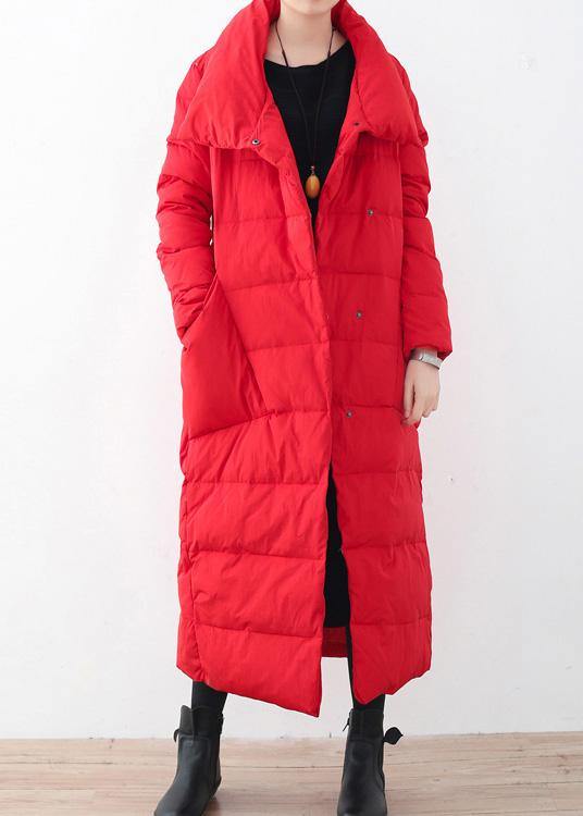 2025trendy Parka V Neck Coats Red Thick Warm Down Coat Winter