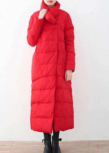 2025trendy Parka V Neck Coats Red Thick Warm Down Coat Winter