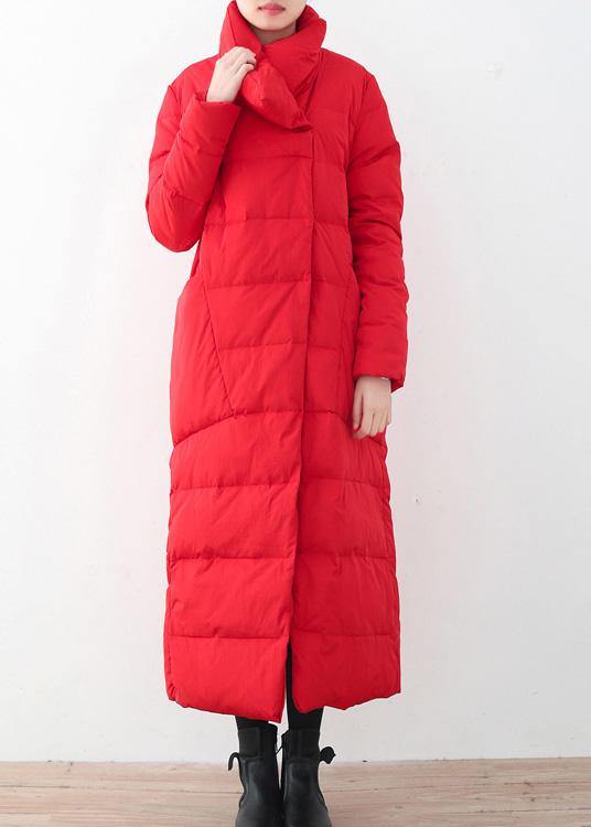 2025trendy Parka V Neck Coats Red Thick Warm Down Coat Winter