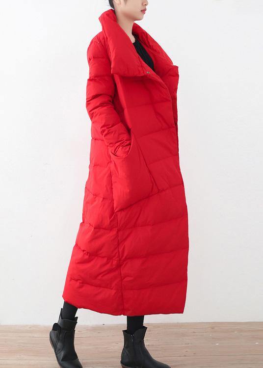 2025trendy Parka V Neck Coats Red Thick Warm Down Coat Winter