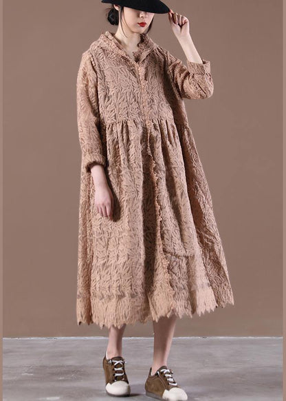 Hooded Spring Tunic Dress Loose Lace Dresses