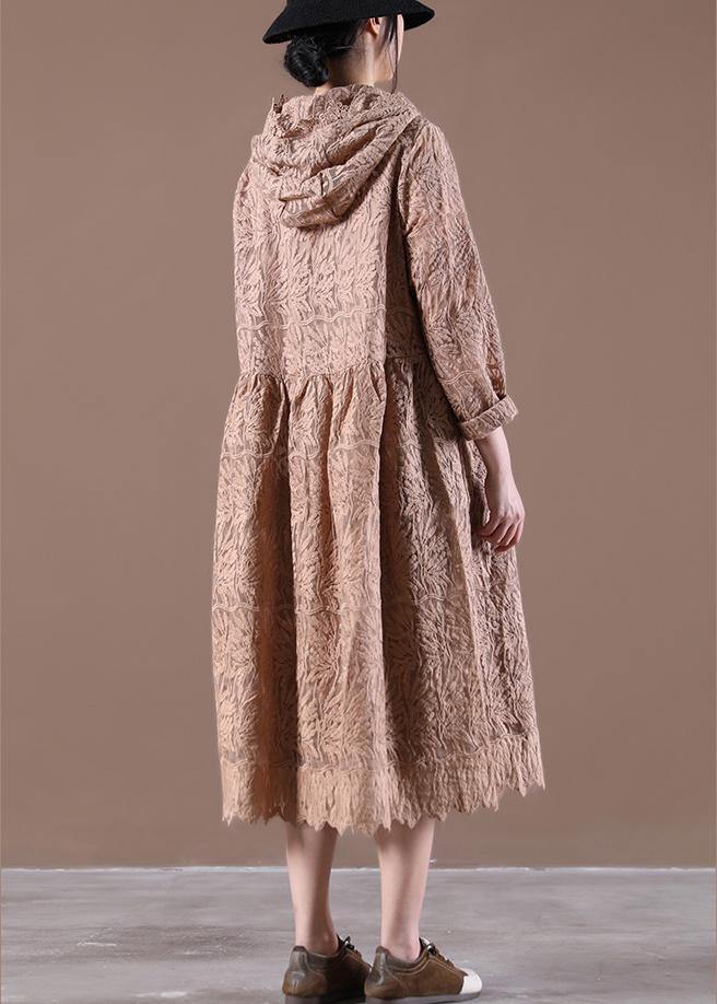 Hooded Spring Tunic Dress Loose Lace Dresses