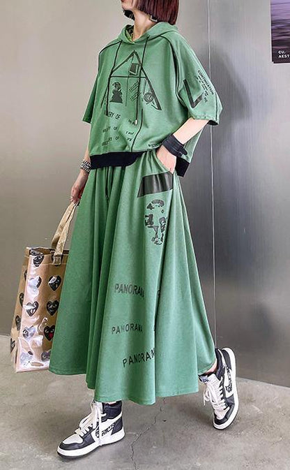 New Blue Geometry Spring Explosion Street Guard Two Piece Skirt