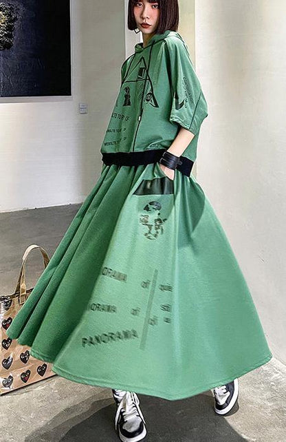New Blue Geometry Spring Explosion Street Guard Two Piece Skirt