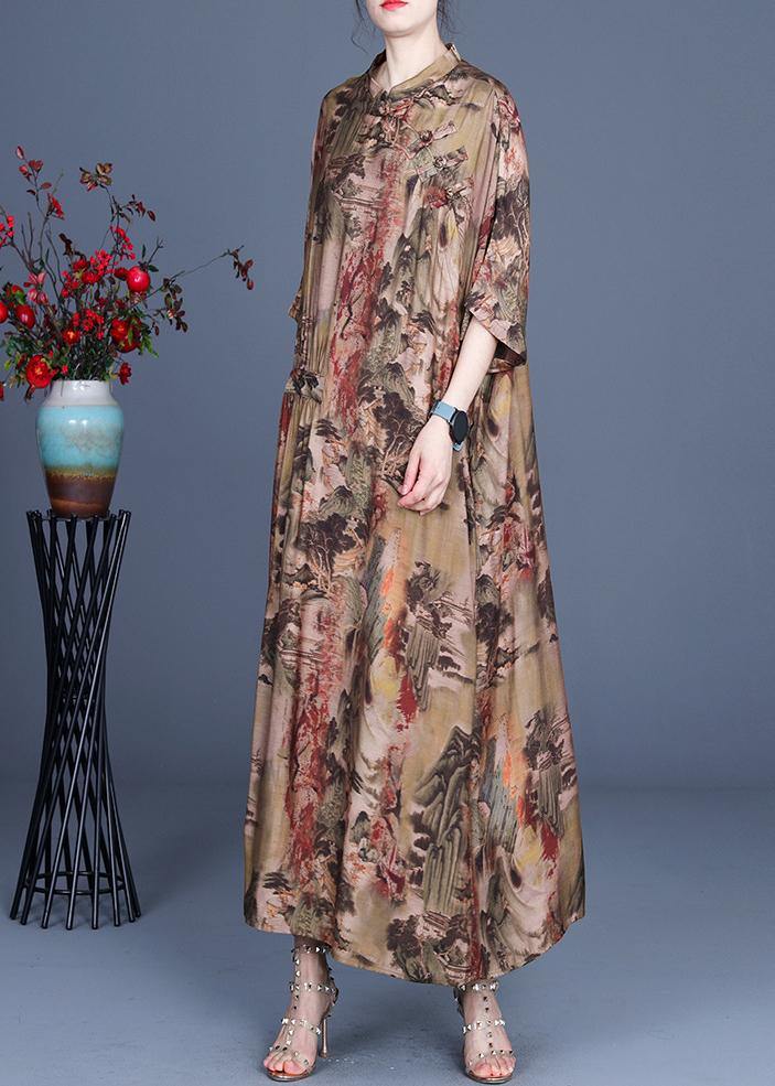 Spring and Summer Landscape Print Dress