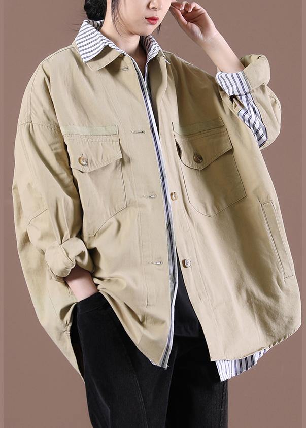 Spring Khaki Fake Two Coats