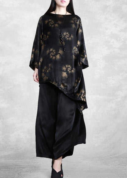 Spring New Suit Irregular Top + Wide Leg Pants Two Piece Set