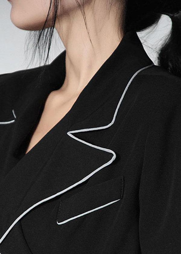 Summer Off Back Black Blazer Crossover Top