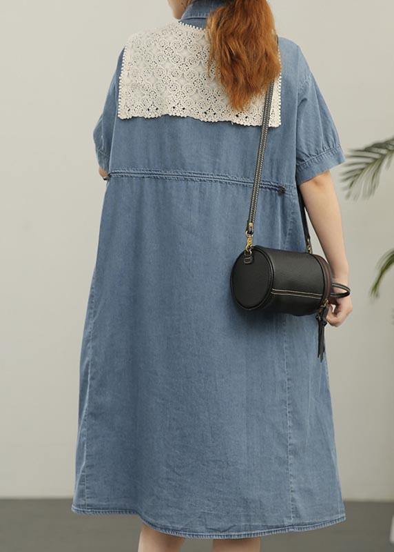 Wash Lace Shawl Two Piece Denim Dress