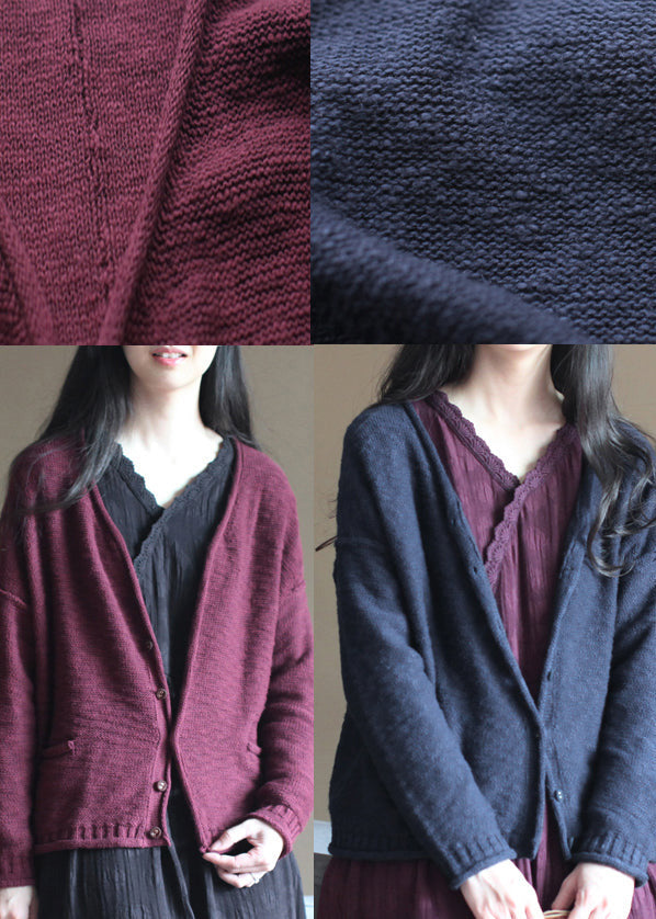 Burgundy Cozy Sweater Sweaters Fall Blouse V Neck