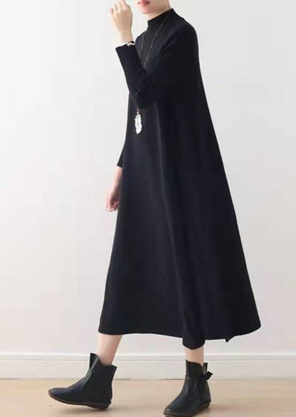 Winter Blue Long Maxi Dresses Cotton Winter Dresses Warm Woolen Dress
