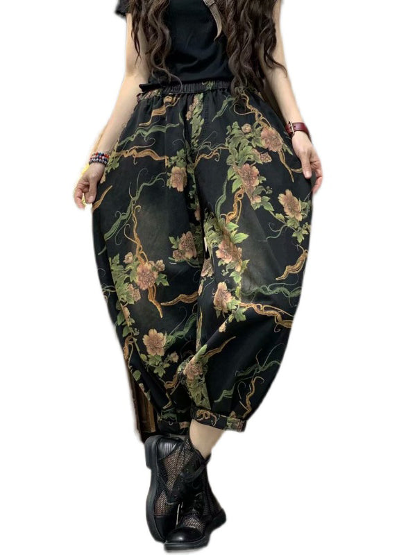 Autumn New Print Elastic Waist Denim Lanterns Pants