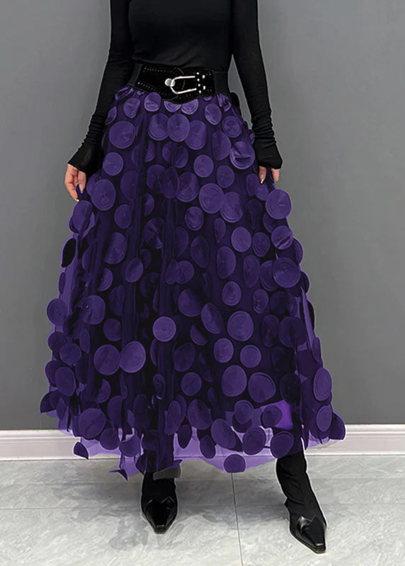 Black Dot Patchwork Tulle Skirt Fall