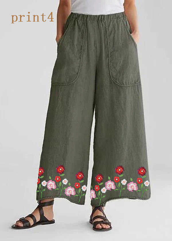 Cotton Linen Loose Wide Leg Pants Tea Green-print3