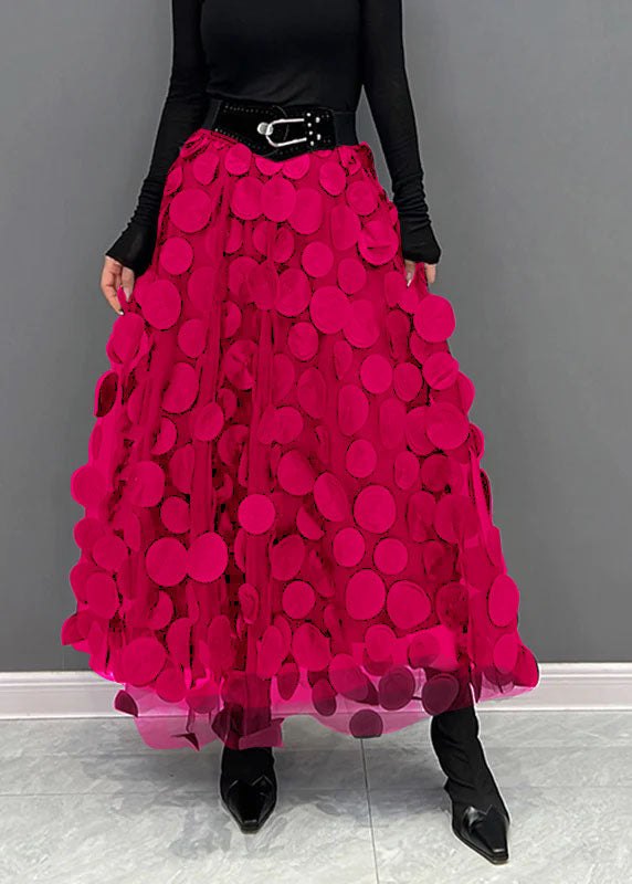 Purple Dot Patchwork Tulle Skirt Fall