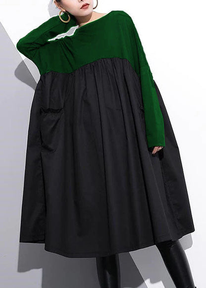 Stylish Rose Cotton Shift Dress Cotton Clothing Dress High Waist Patchwork Cotton Dress