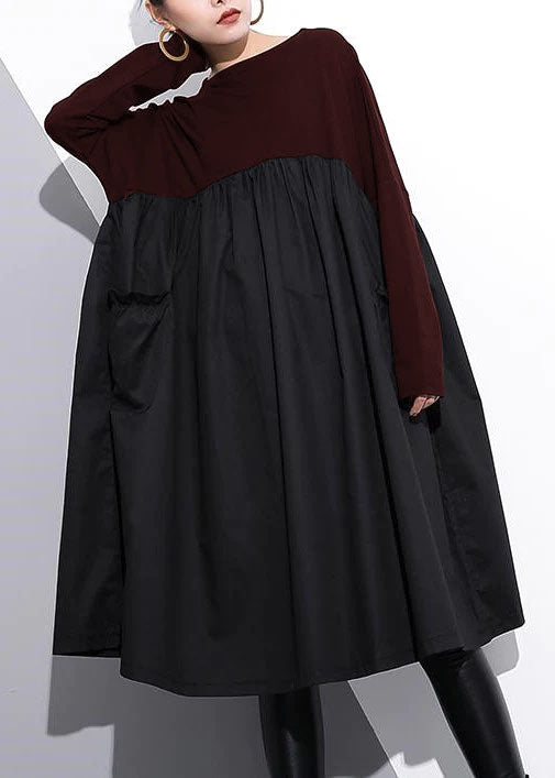 Stylish Green Cotton Shift Dress Cotton Clothing Dress High Waist Patchwork Cotton Dress