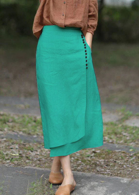 Boutique Yellow Asymmetrical Design Elastic Waist a Line Skirts Spring