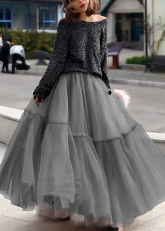 Pink Ruffled Tulle Cinched Circle Fall Skirt