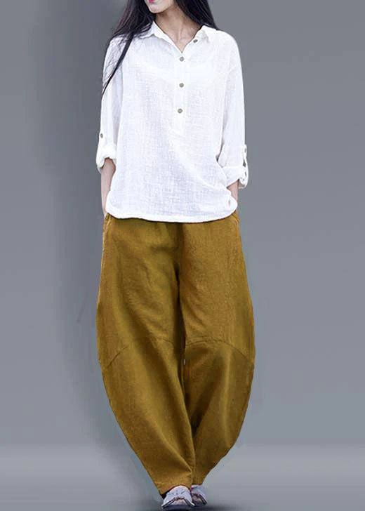 Harem Pants Cotton Work Outfits White Long Pants