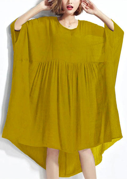 New Green Chiffon Dresses Clothing Linen Maxi Dress Fine High Waist Batwing Sleeve Clothing