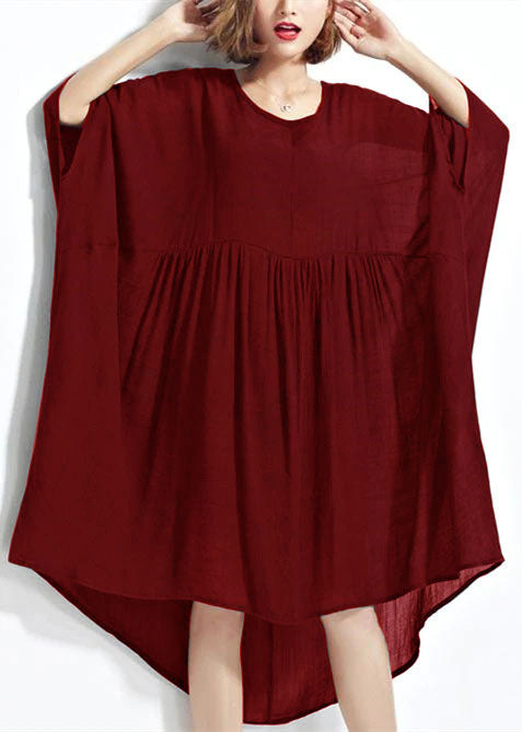 New Green Chiffon Dresses Clothing Linen Maxi Dress Fine High Waist Batwing Sleeve Clothing