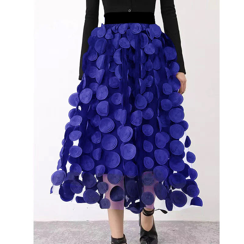 Red Dot Patchwork Tulle Skirt Fall