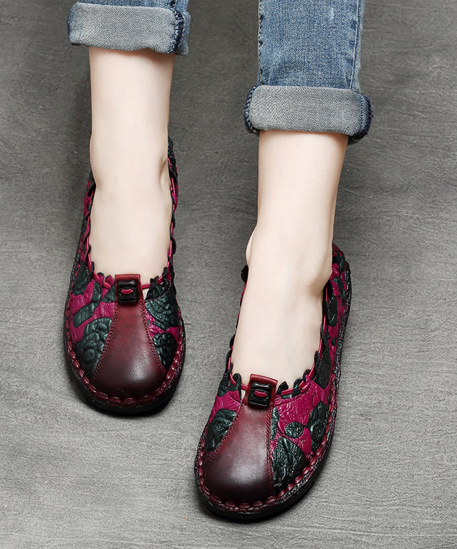 Chocolate Splicing Embossed Flat Feet Shoes for