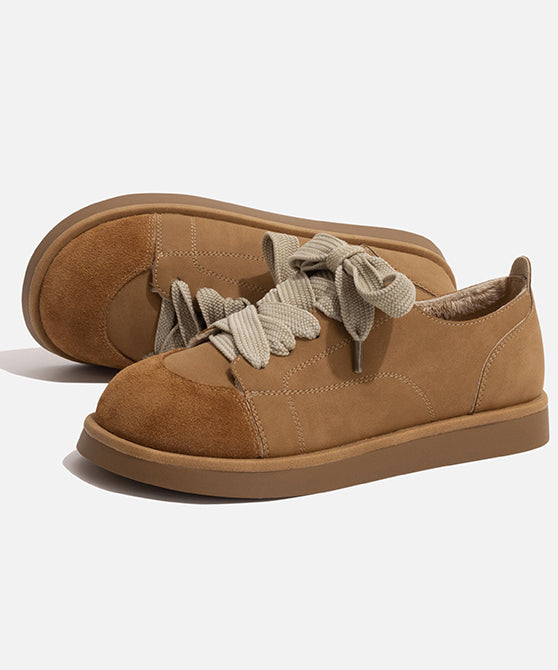 New Comfortable Camel Lace Up Flats Shoes