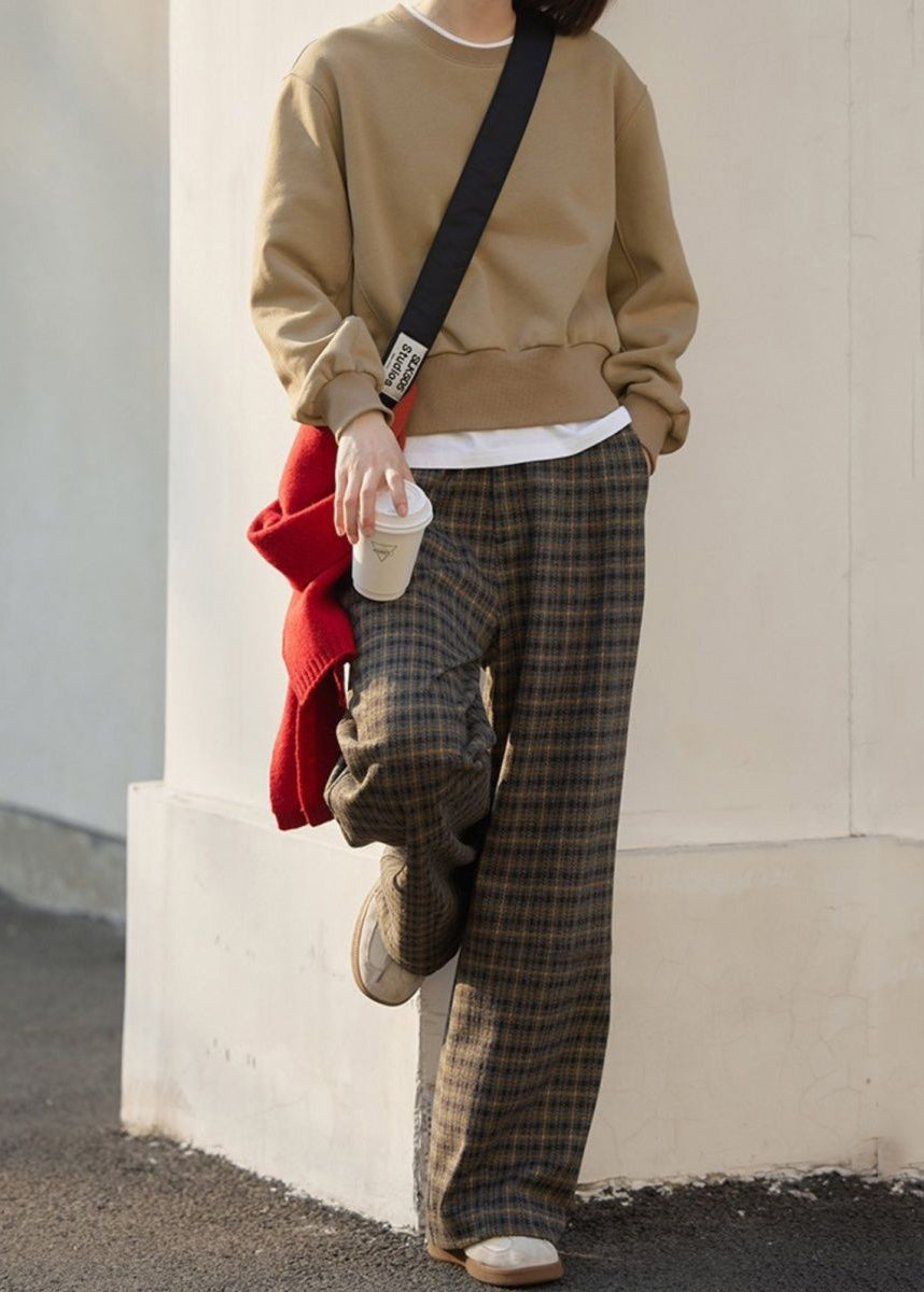 New Plaid High Waist Wide Leg Pants Spring Winter
