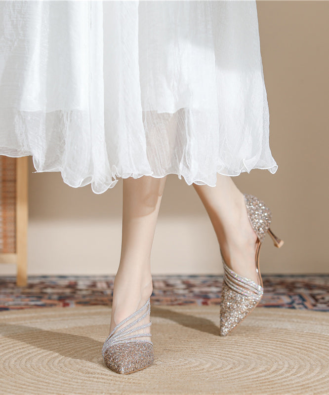 Splicing Stiletto High Heels Champagne Sequins