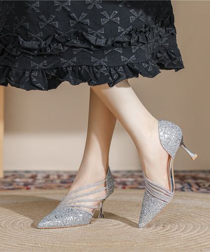 Splicing Stiletto High Heels Champagne Sequins