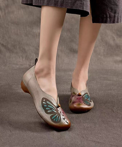 Spring New Embossed Cowhide Flats Shoes