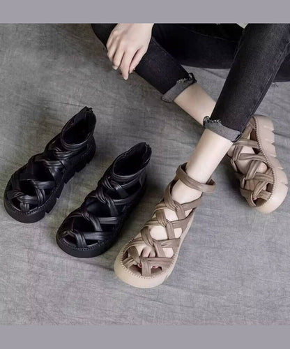 Summer New Black Hollow Out Roman Sandals