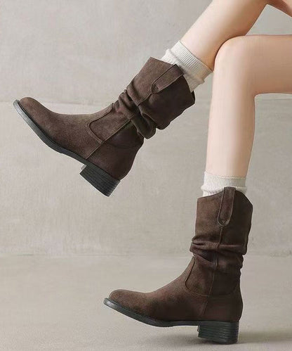 New Apricot Suede Splicing Boots