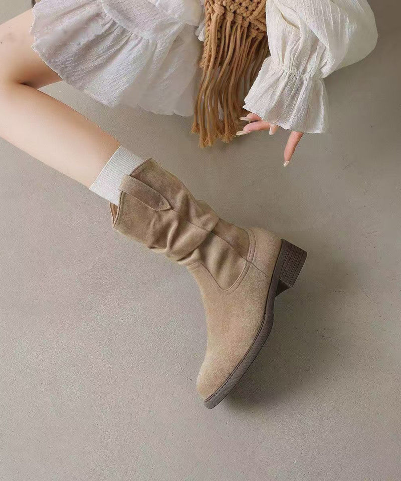 New Apricot Suede Splicing Boots