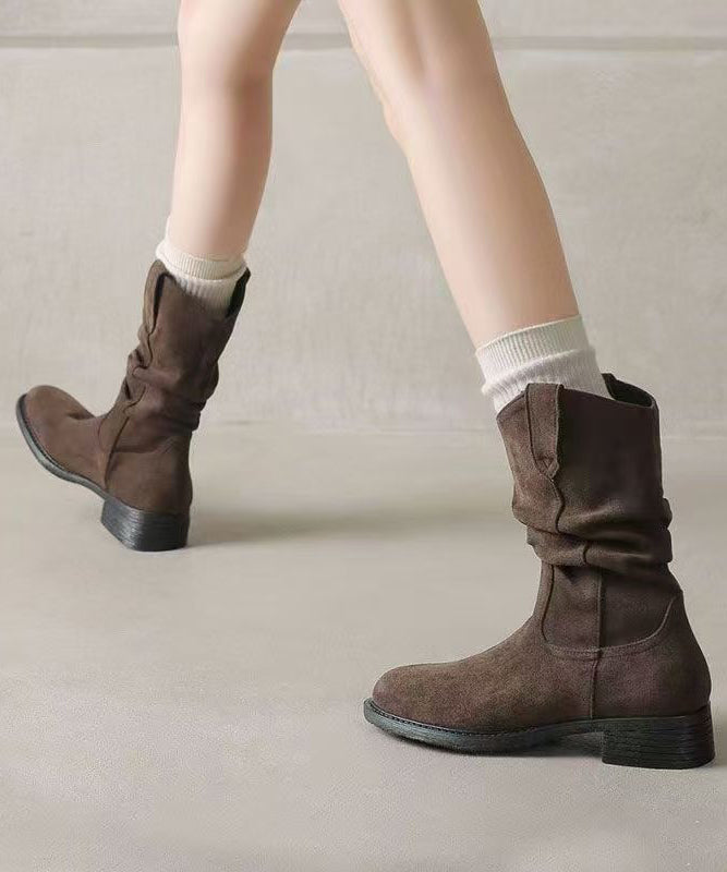 New Apricot Suede Splicing Boots