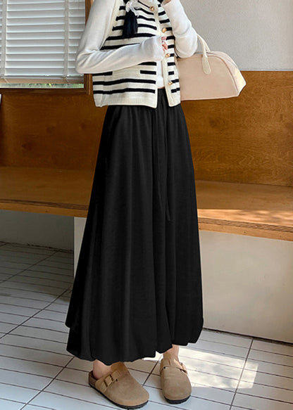 New Dark Grey High Waist Knit a Line Skirts Spring