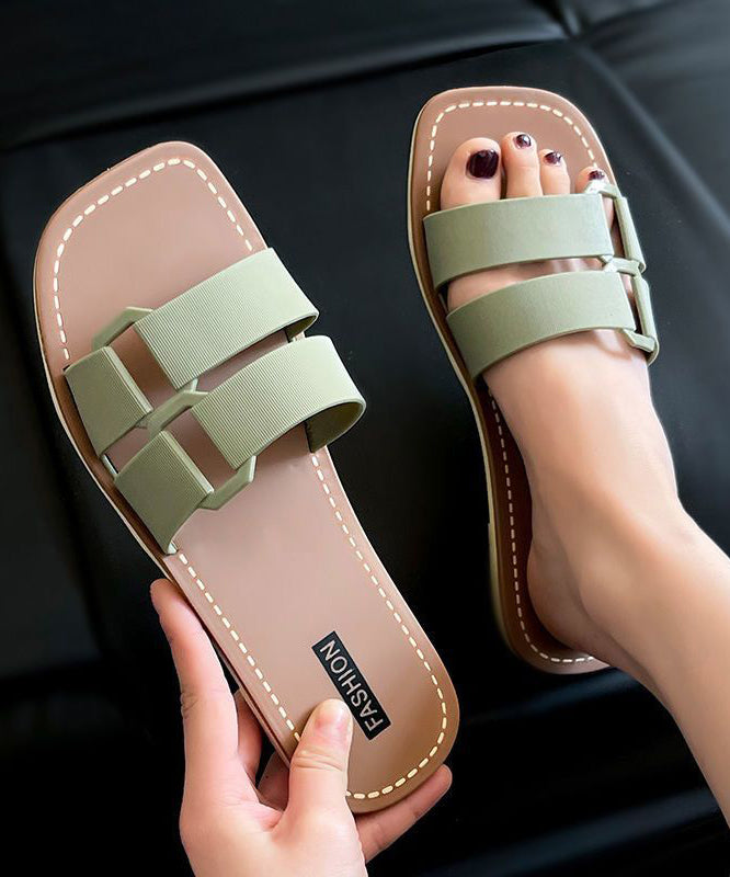New Versatile Khaki Flat Soft Slippers Peep Toe