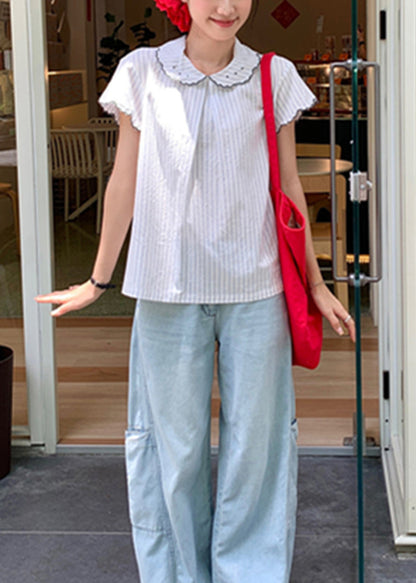 New Japanese Striped Short Sleeved Shirt