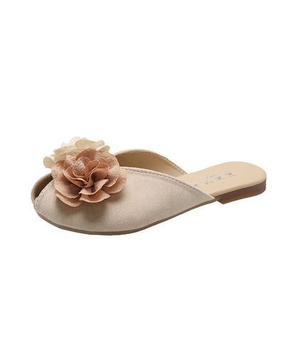 New Khaki Suede Splicing Slide Sandals