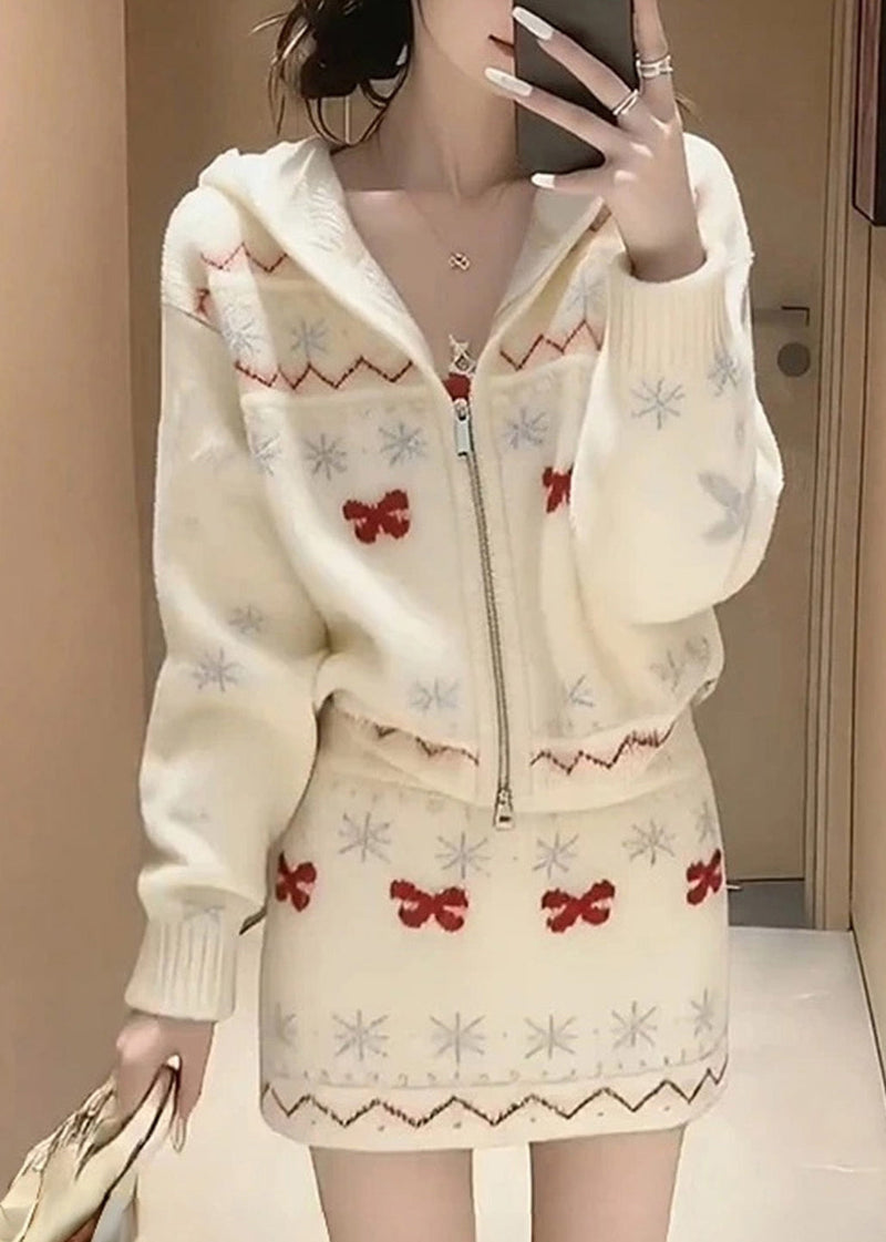 New Knitted Sweaters and Skirt Two Pieces Set Winter