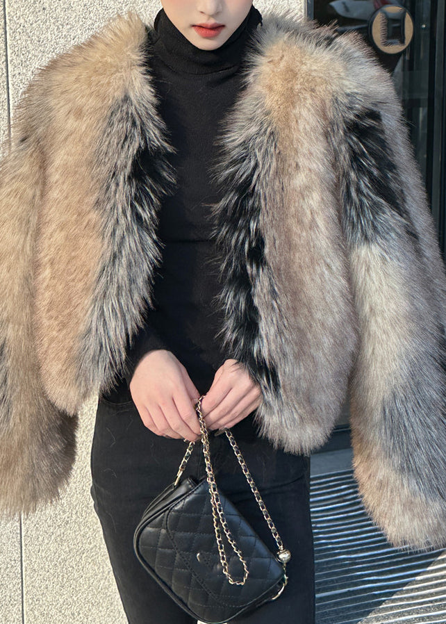 New V Neck Thick Leather and Fur Coats Winter