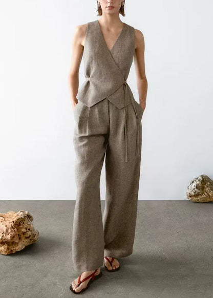 New V Neck Tops and Pants Two Pieces Set Summer