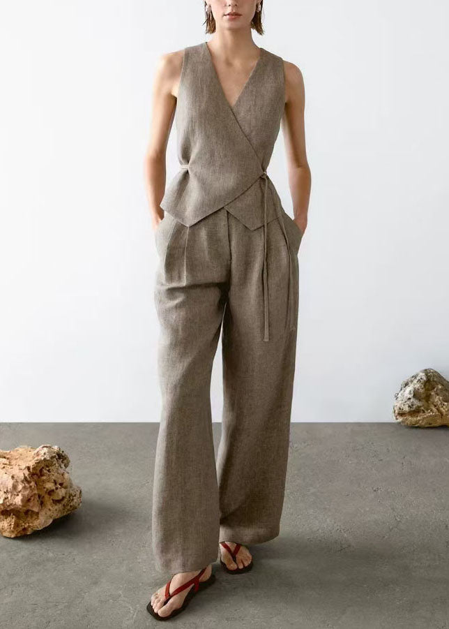 New V Neck Tops and Pants Two Pieces Set Summer