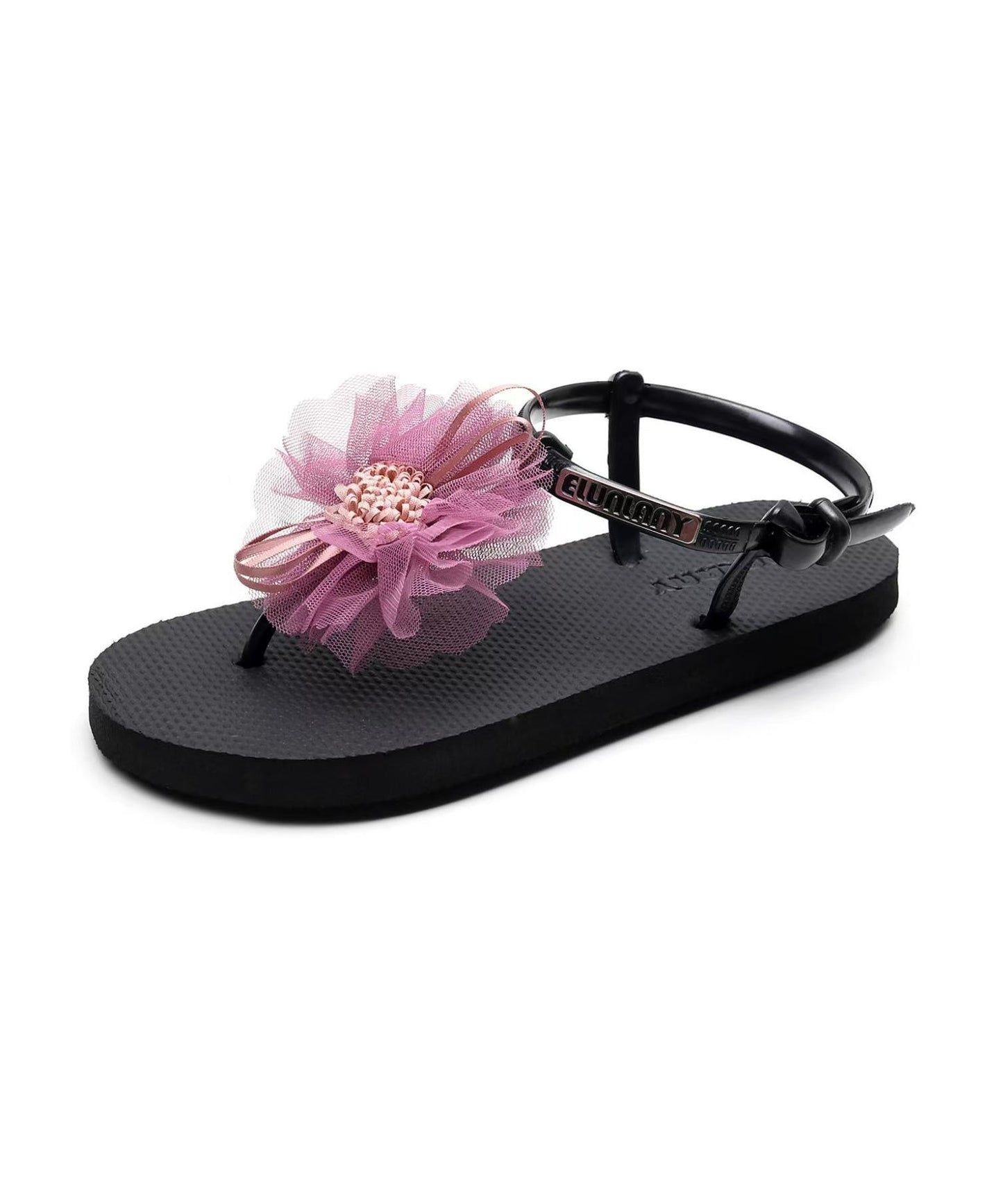 New Vacation Style Gray Beach Flower Flip Flops
