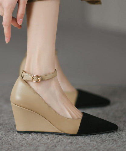 New Wedge Pointed Toe High Heels Buckle Strap